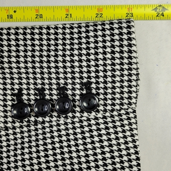 Vince Camuto Double Breasted Houndstooth Blazer Size 6 Flap Pockets Black White - Picture 9 of 10